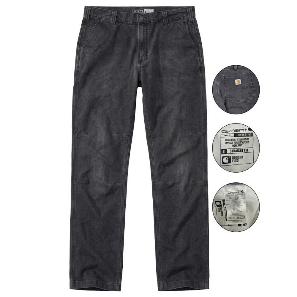 Carhartt Rugged Flex Mens Canvas Work Pants 36x34 Washed Duck Straight Fit Gray